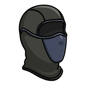 Black Three Hole Balaclava Face Mask, Cartoon PNG Illustration