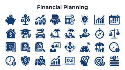 Fototapeta premium Financial Planning Icons Set
