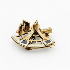Fototapeta premium Antique Brass Sextant Nautical Navigation Instrument on White