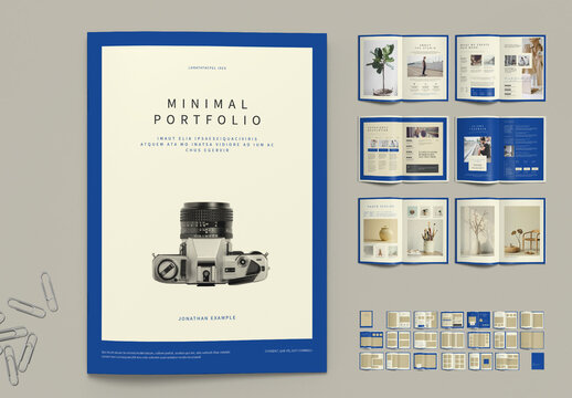 Portfolio Template A4 or US Letter with Navy Blue Elements