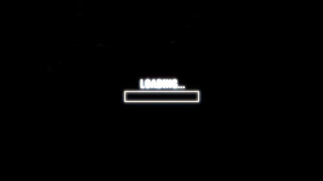A digital interface displaying a 'LOADING...' message and a progress bar against a dark, minimalist background, representing data processing, system readiness, or an ongoing online activity
