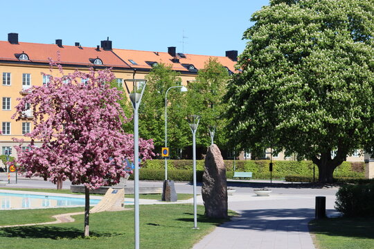 Sweden. Houses and streets in the city of Link&ouml;ping. &Ouml;sterg&ouml;tland province.