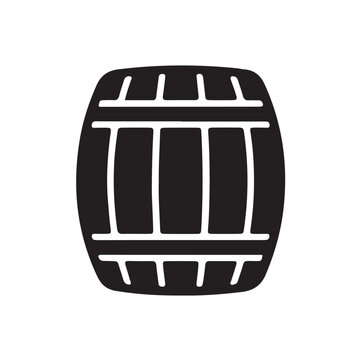 Black barrel icon, wooden keg symbol, vector illustration, simple design element