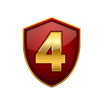 Red shield with gold number four icon