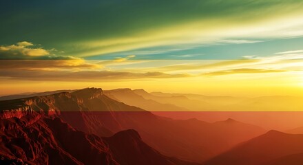 Obraz premium Mountain range at sunset with colorful sky