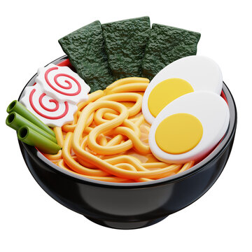 ramen 3d icon illustration