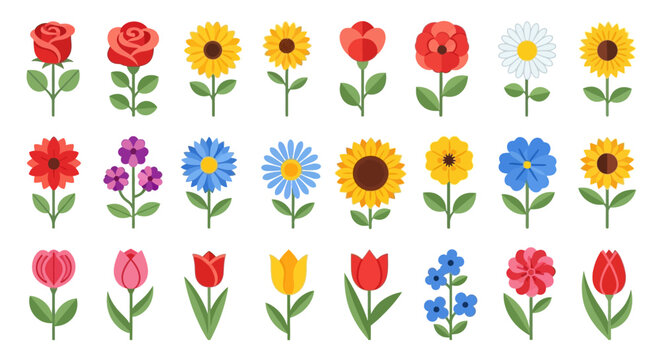 Colorful illustration of various flowers.