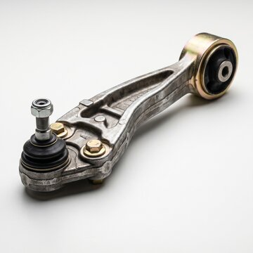 Car suspension control arm with ball joint and bushing.