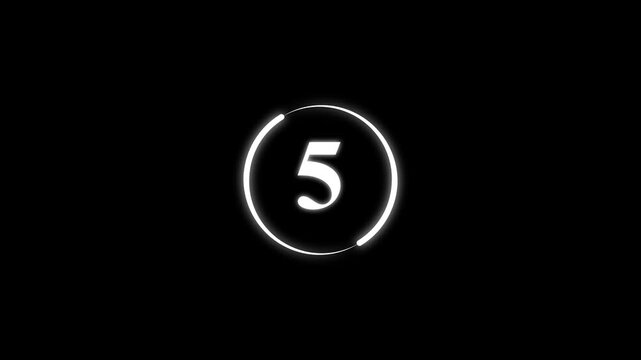 Minimalist countdown timer with glowing circular progress bar for editing and presentations clock numbers