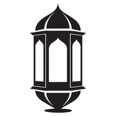 Obraz premium Black silhouette vector of a traditional Arabic lantern. Ideal for Ramadan and Eid Mubarak decorations, Islamic greeting cards, and cultural event designs