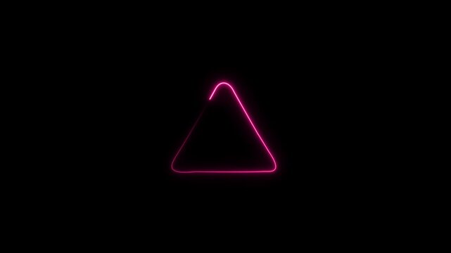 Neon pink glowing triangle shape loading animation, abstract digital light effect on black background, for ui
