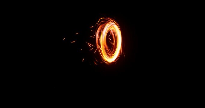 fire energy spin effect on black background