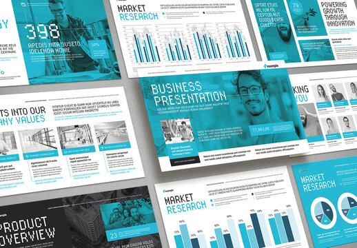 Tech Style Presentation in Graphite Dark with Cyan Blue Elements