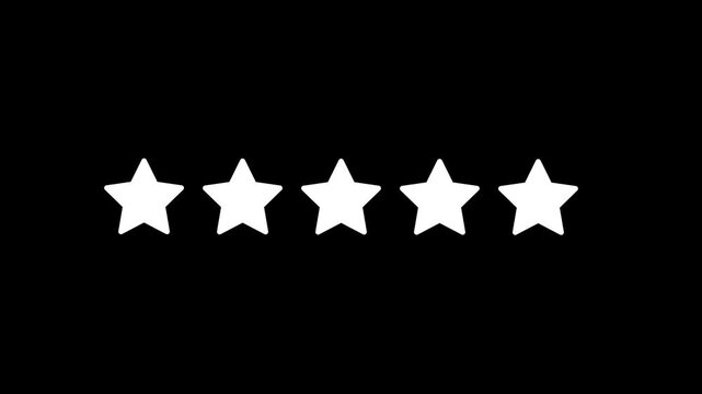 Customer reviews on website, customer feedback.Five star rating concept on dark background