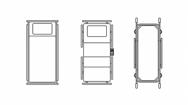 Architectural Medical Furniture CAD Block Hospital Bed Top View Vector Symbols Technical Drafting
