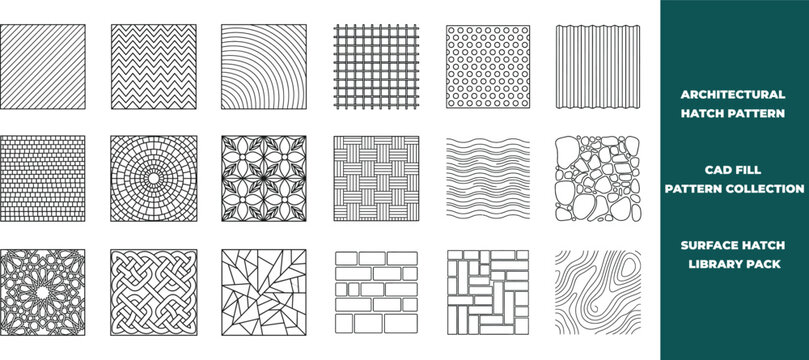Architectural Hatch Pattern Collection for CAD Technical Drawings and Construction
