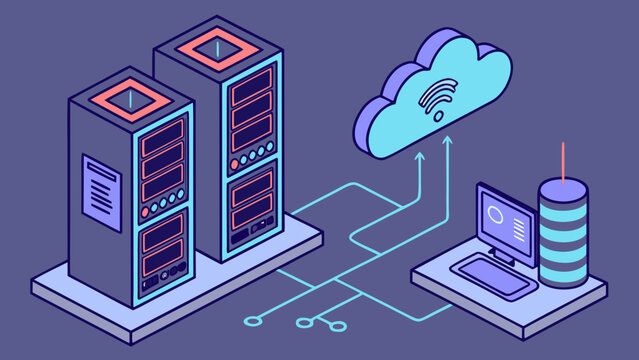 Servers and cloud computing infrastructure facilitate data storage for modern digital businesses.
