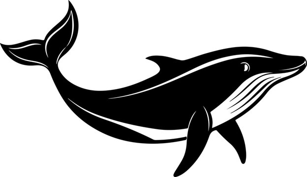 Humpback whale black silhouette vector illustration