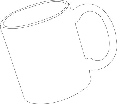 Minimal Coffee Mug Outline Vector Illustration for Laser Cut and SVG Design