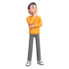 Stylized 3d man thinking or having an idea