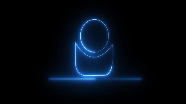 Modern abstract neon light border with glowing geometric shapes