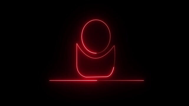 Modern abstract neon light border with glowing geometric shapes