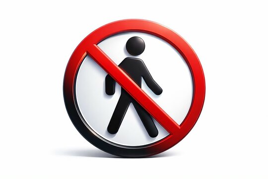 Prohibition symbol with pedestrian icon inside red circle