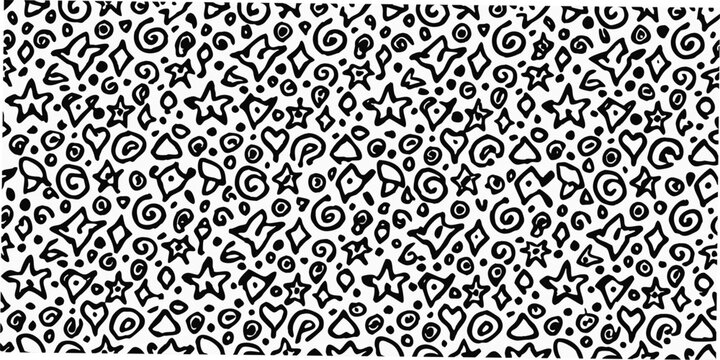 abstract doodle pattern black and white hand drawn style
