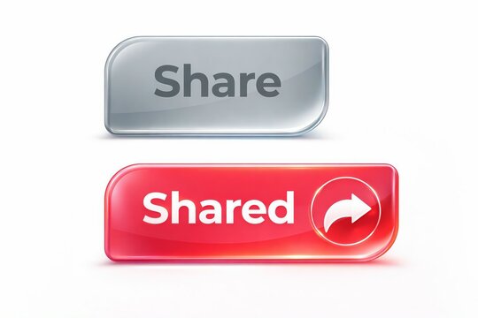 3d share button and shared confirmation icon in modern style