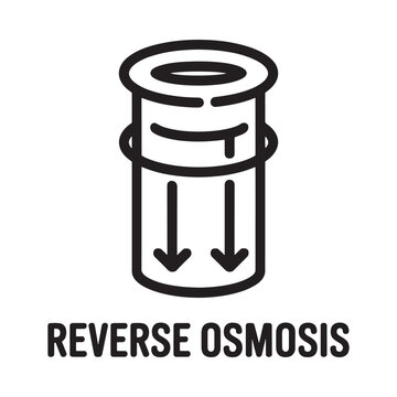 Reverse osmosis icon cylindrical filter with arrows black outline