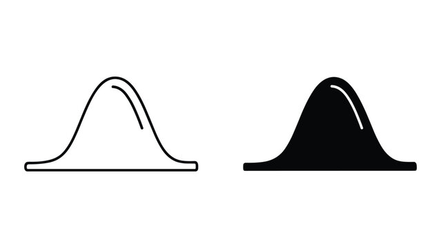 Vector illustration of bell curve shapes in black and white for statistics and data analysis