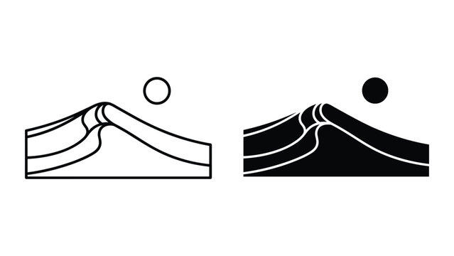 Vector illustration of anticline and syncline geological structures in black and white