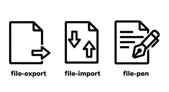 File export import document editing line icons for data management and digital workflow with document management workflow transfer technology retrieve information computer software interface