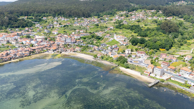 Combarro coastal town aerial view r&iacute;a de pontevedra