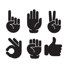 Fototapeta premium Hand Gesture Silhouette Icon Set