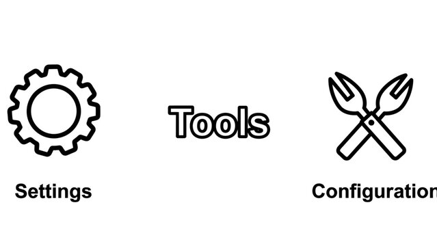 System settings tools and configuration management line icon collection with settings configuration maintenance technical preferences interface software application minimalist dashboard