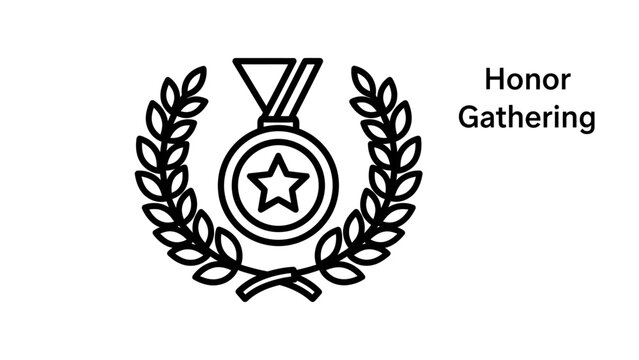 Minimalist icon of a medal with a star symbol framed by laurel leaves representing honor and achievement recognition excellence competition distinction illustration prestige