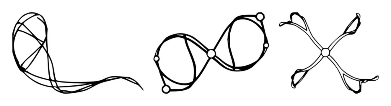 Carbon nanotube set with fine line art design featuring nanotechnology, science, clean geometric lines with white background and illustration