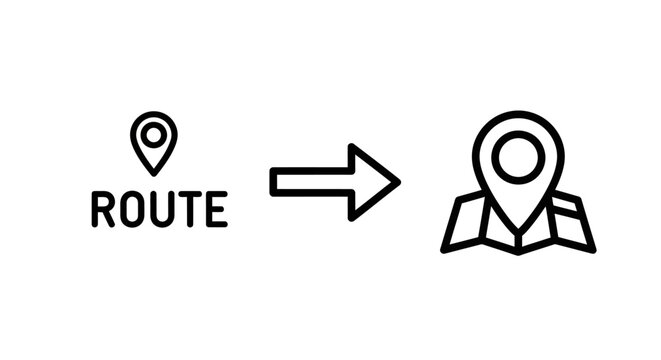 Navigation and route mapping location pointer icon with location navigation direction destination wayfinding movement tracking geography position distance transportation orientation