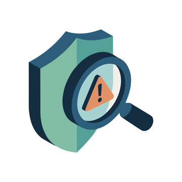 Cybersecurity threat detection isometric icon vector illustration