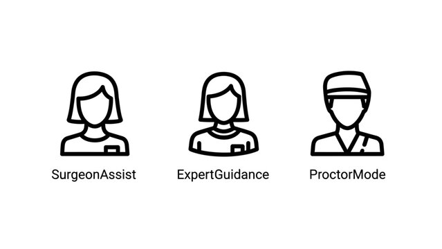 Medical professional profile avatars for surgeon assistance expert guidance proctoring mode roles guidance professional healthcare training education consultation hospital character