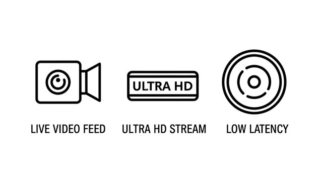 Digital streaming and technology connection icons set with technology broadcasting connection illustration broadcast internet resolution communication transmission performance technical