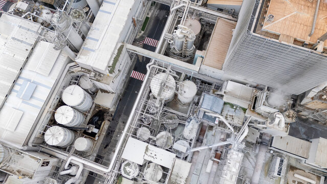Ence pulp mill industrial plant aerial view