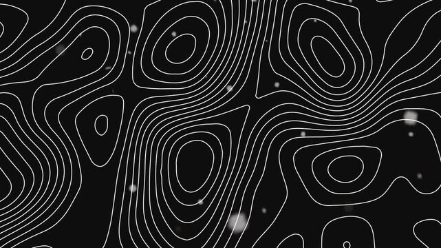 Topographic map contours displayed on a dark background with white lines and dots