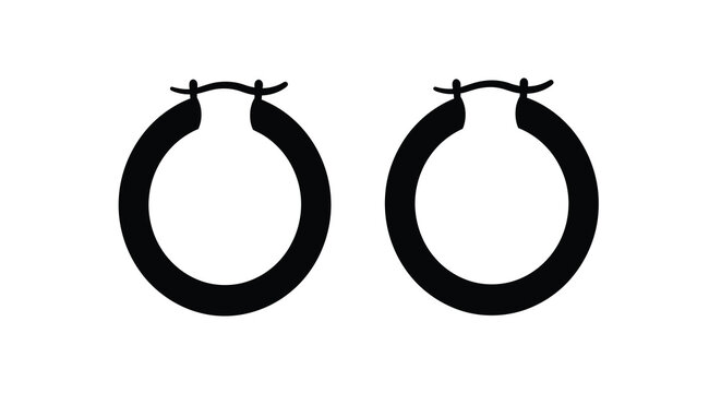 Pair of hoop earrings black silhouette high quality