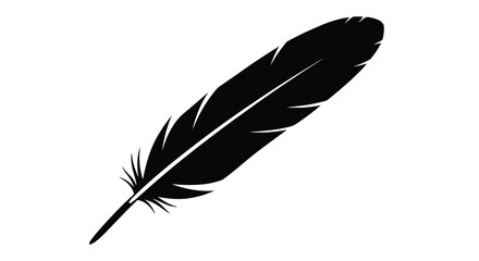 Fototapeta premium Black feather silhouette on a white background silhouette