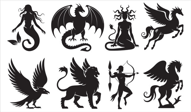 Mythical Creature Silhouette Vector Set