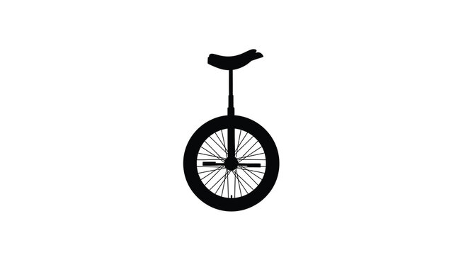Unicycle silhouette on a white background high quality
