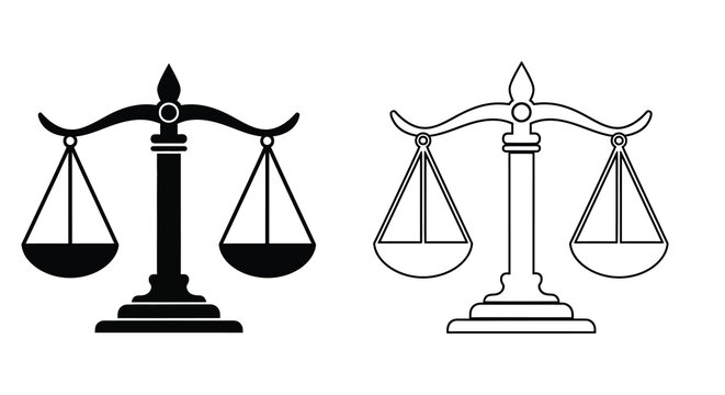 Scales of justice silhouette on white background