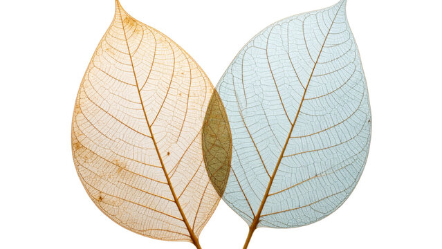 Leaf icon with two leaves featuring intricate vein patterns on a white background
